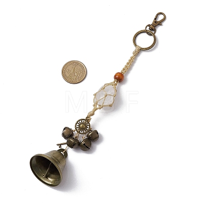 Natural Quartz Crystal Pouch Feng Shui Hanging Ornament HJEW-JM02377-1
