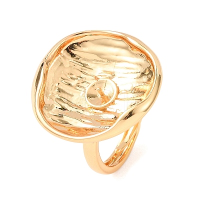 Flat Round Brass Cuff Ring Components KK-G551-05G-1
