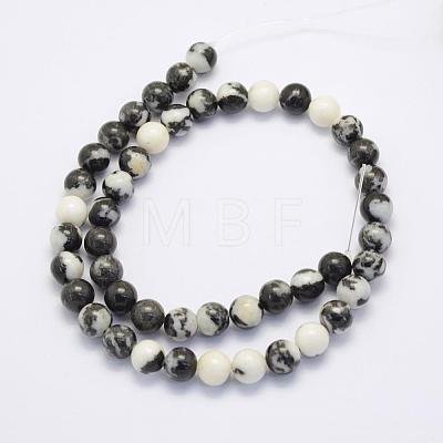 Natural Black Zebra Jasper Beads Strands G-G697-F02-8mm-1