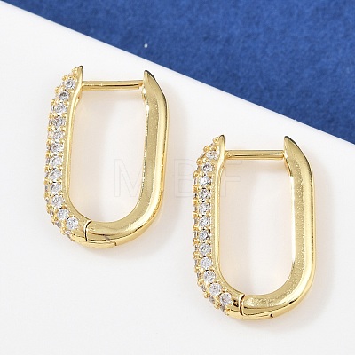 Oval Brass Micro Pave Clear Cubic Zirconia Hoop Earring EJEW-C152-04G-1