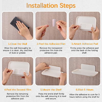 4 Bags 2 Styles Plastic Bathroom Foldable Wall-Mounted Shelves ODIS-DL0001-07-1