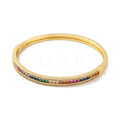 Brass Pave Colorful Cubic Zirconia Hinged Bangles for Women BJEW-S147-33G-D-1