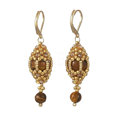 Gemstone Leveback Earrings for Women EJEW-MZ00785-1
