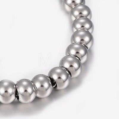 304 Stainless Steel Bracelets with 201 Stainless Round Beads BJEW-I238-12P-1