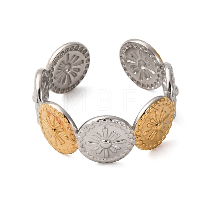 304 Stainless Steel Double Color Cuff Rings RJEW-S635-01GP-Y-1