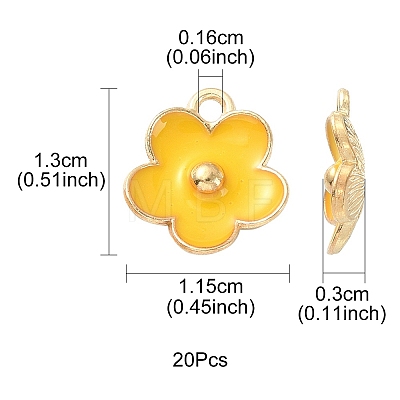 Light Gold Plated Alloy Enamel Pendants ENAM-YW0002-20G-1