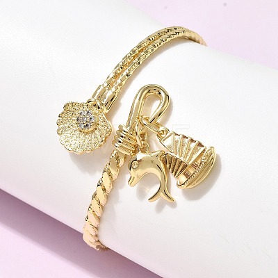 Brass Micro Pave Clear Cubic Zirconia Cuff Bangles BJEW-F526-04G-1