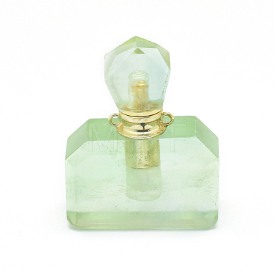 Faceted Natural Fluorite Openable Perfume Bottle Pendants G-E556-16A-1