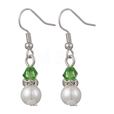 Round Glass Pearl & Glass Beads Dangle Earrings EJEW-JE06718-1