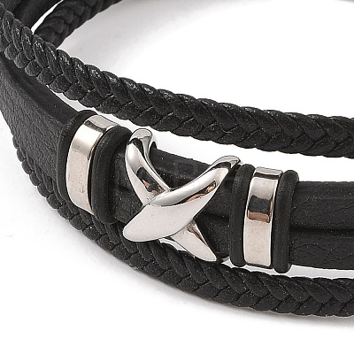 Braided Microfiber Leather Multi-strand Bracelets BJEW-B096-29P-1