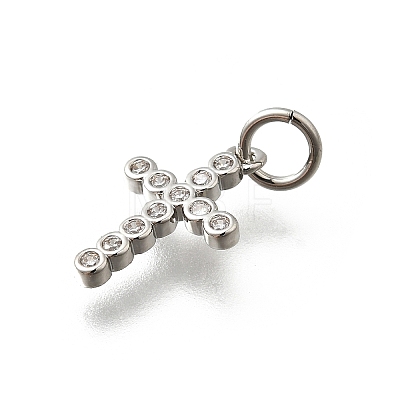 Brass Micro Pave Cubic Zirconia Charms KK-P295-54P-1