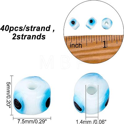 SUPERFINDINGS Handmade Evil Eye Lampwork Beads Strands LAMP-FH0001-12-1