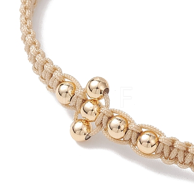 Brass Beaded Braided Bead Bracelets BJEW-JB12817-01-1