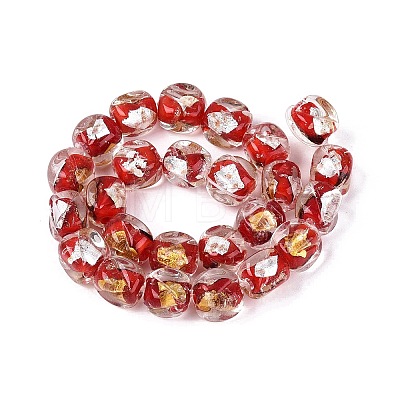 Handmade Gold & Silver Foil Glass Beads FOIL-Q003-01G-1