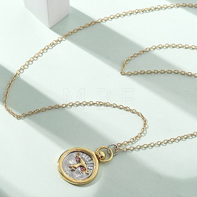 Brass Twelve Constellations Tarot Pendant Necklaces NJEW-Q006-01G-G-1