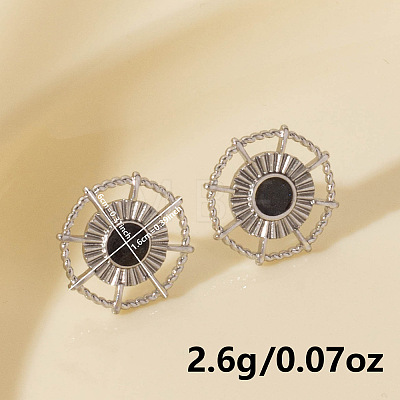 Vintage French Style Stainless Steel Sun Stud Earrings BK1028-1-1