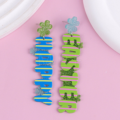 Easter Acrylic Glitter Powder Dangle Stud Earrings FS-WG58748-17-1