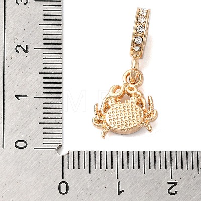 Rack Plating Alloy Rhinestone European Dangle Charms PALLOY-S189-38G-03-1