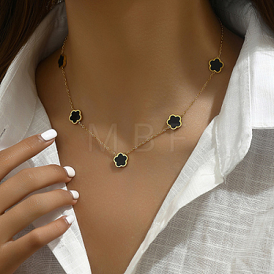 Golden Stainless Steel Flower Pendant Necklace for Women WB0068-3-1
