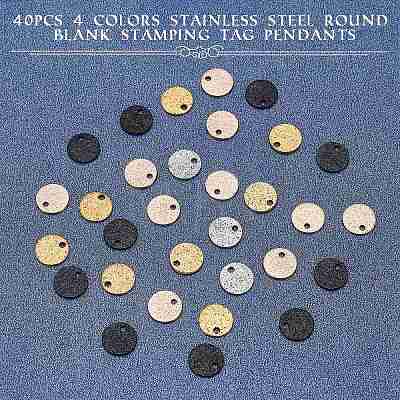   40Pcs 4 Colors Vacuum Plating 304 Stainless Steel Textured Pendants STAS-PH0003-89-1