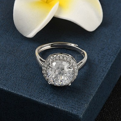 925 Sterling Silver Micro Pave Cubic Zirconia Finger Rings RJEW-B134-01A-03-1