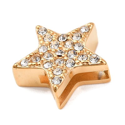 304 Stainless Steel Rhinestone Slide Charms STAS-P421-04C-G-1