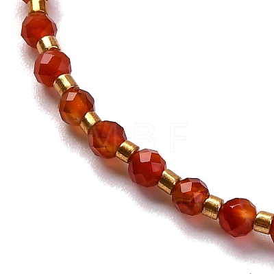 2mm Faceted Natural Carnelian Beaded Braided Adjustable Bracelets for Women PF2854-6-1