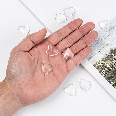 Transparent Glass Heart Cabochons X-GGLA-R021-20mm-1