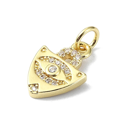 Eye Theme Brass Micro Pave Cubic Zirconia Charms KK-H475-58G-03-1