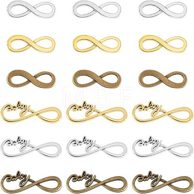 120Pcs 6 Styles Tibetan Style Alloy Infinity with Hope Connector Charms TIBE-FH0001-20-1