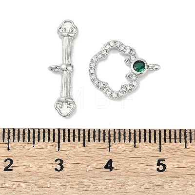 Brass Micro Pave Clear Cubic Zirconia Toggle Clasps KK-K391-15P-1