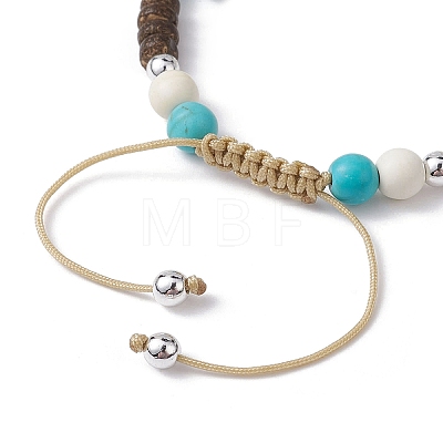 Starfish & Tortoise Synthetic Turquoise Braided Bead Bracelet BJEW-JB09967-01-1