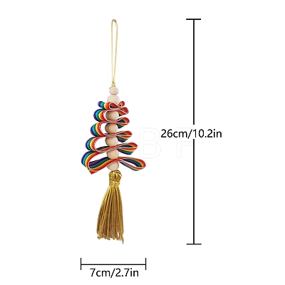 Wood Christmas Tree Tassels Pendant Decorations PW-WGFD336-01-1