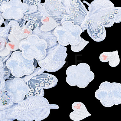 40Pcs 4 Styles Polyester Embroider Thread Iron on/Sew On Patches PATC-TA0001-45C-1