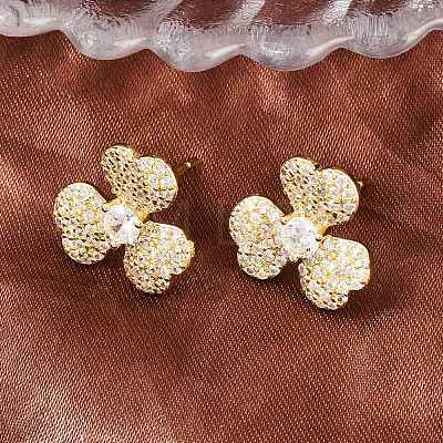 Brass Micro Pave Cubic Zirconia Stud Earrings EJEW-G471-51G-1