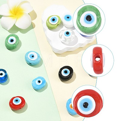 12Pcs 12 Colors Handmade Evil Eye Lampwork Beads LAMP-FS0001-76-1