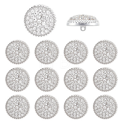 14Pcs 1-Hole Alloy Glass Shank Buttons BUTT-MA0001-16C-S-1
