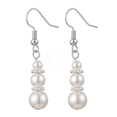 Round Shell Pearl Beaded Necklace & Bracelet & Dangle Earring Sets SJEW-JS01337-1