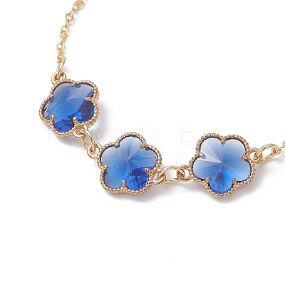 Alloy Glass Flower Beads Link Bracelets BJEW-JB13259-1