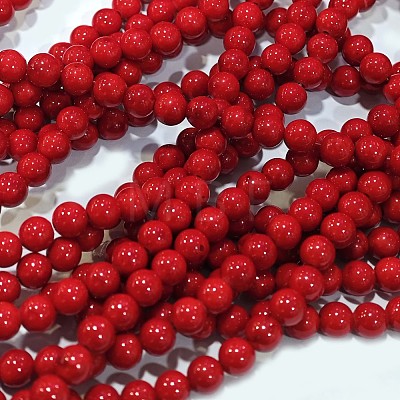 Natural Dyed Mashan Jade Gemstone Bead Strands X1-G-R272-6mm-01-1