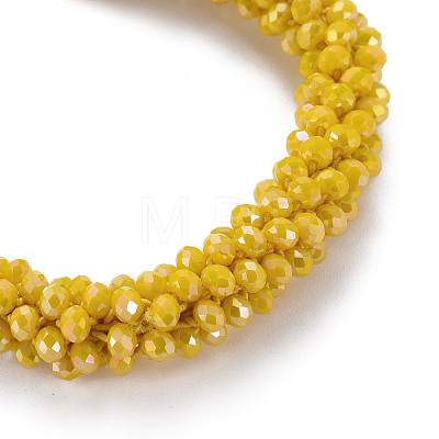AB Color Plated Faceted Opaque Glass Beads Stretch Bracelets BJEW-S144-003D-05-1