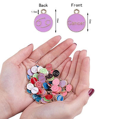 90Pcs 9 Colors Alloy Enamel Pendants ENAM-SZ0001-55-1