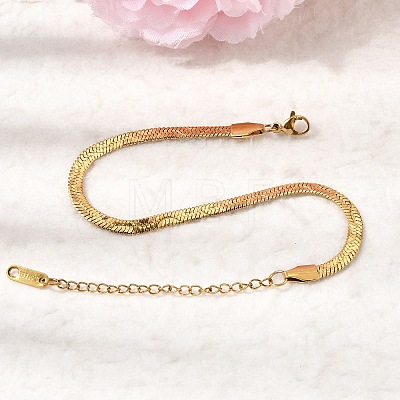 304 Stainless Steel Snake Chains Bracelets for Women BJEW-P395-02G-02-1