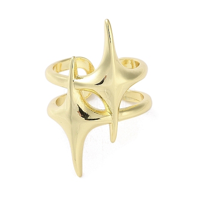 Brass Star Open Cuff Ring for Women RJEW-A042-01A-1