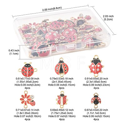 24Pcs 6 Styles Alloy Crystal Rhinestones Connector Charms FIND-FS0004-78-1