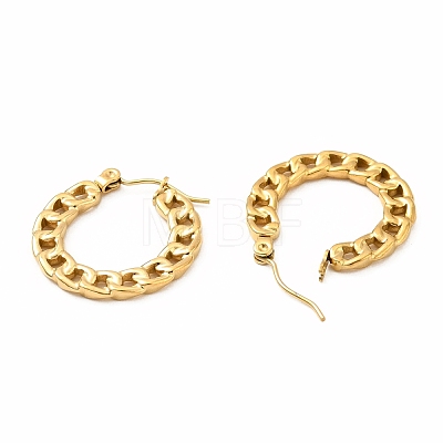 Ion Plating(IP) 304 Stainless Steel Curb Chain Shape Stud Earrings for Women EJEW-F283-02G-1