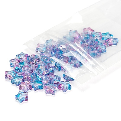 Spray Painted Transparent Glass Beads GLAA-FS0001-01A-1