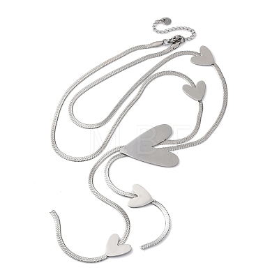 304 Stainless Steel Heart Y Necklaces NJEW-R026-30P-1