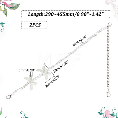 2Pcs Adjustable ABS Imitation Pearl Beaded Bag Straps DIY-AR0003-16C-1
