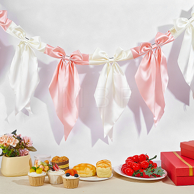 Polyester Bowknot Hanging Banner OFST-WH0004-124-1